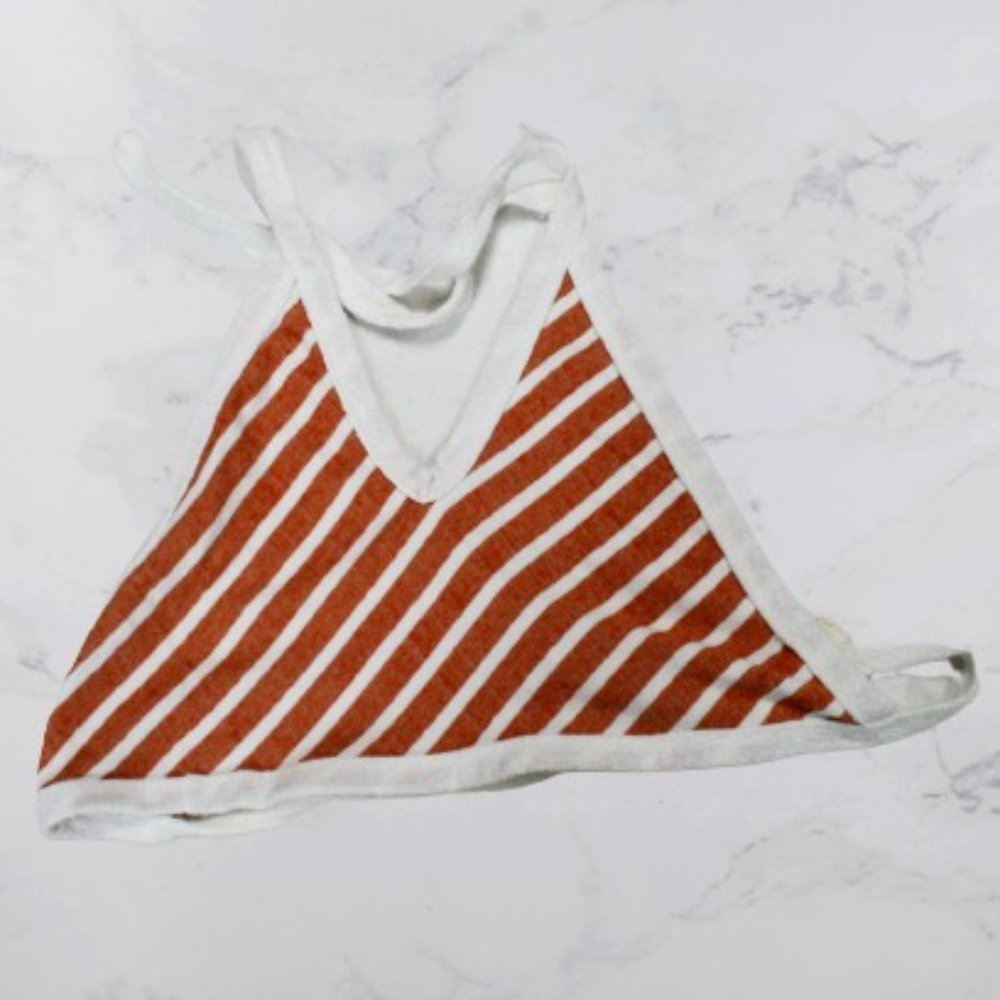 Brown and White Stripe Bikini Halter